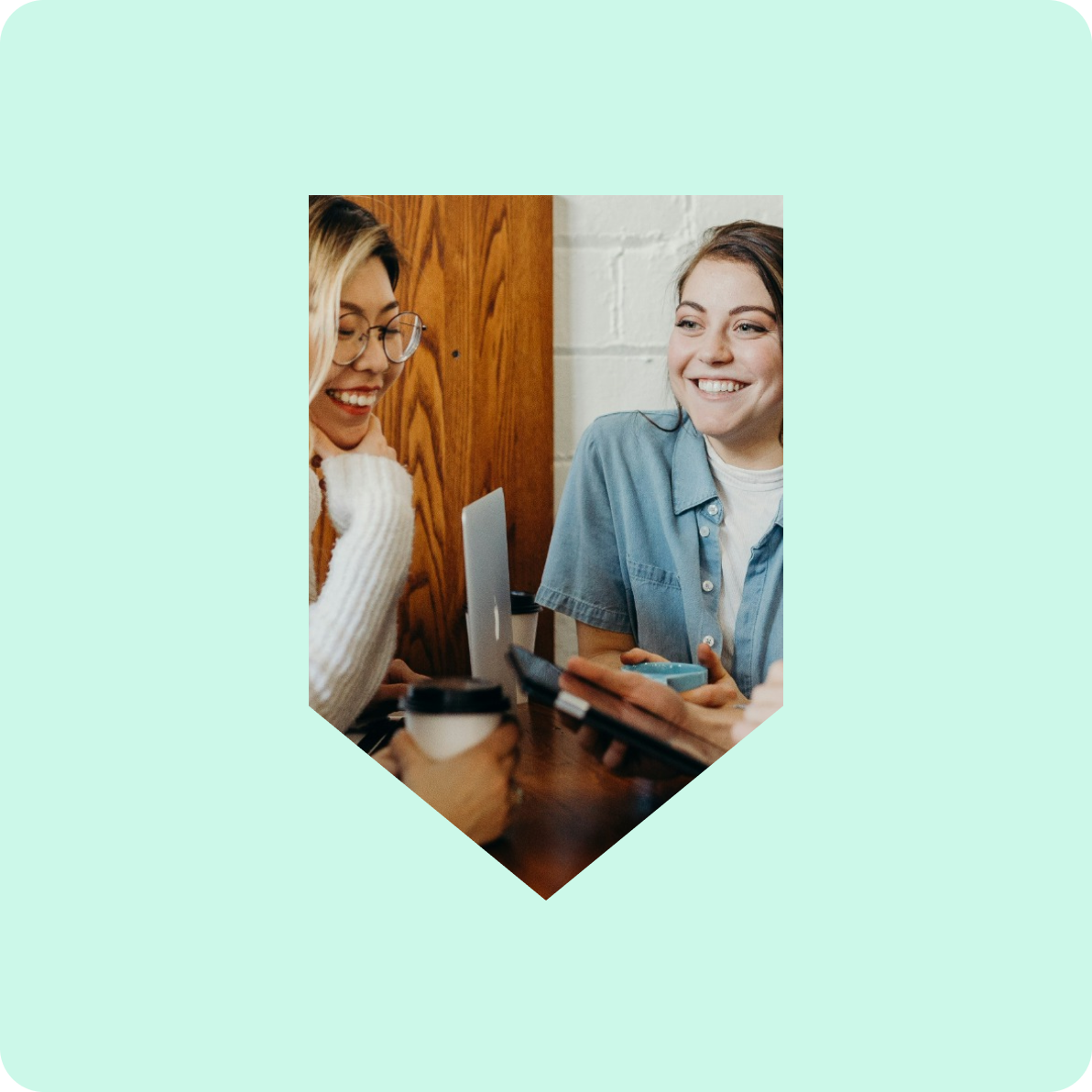 Two women laughing